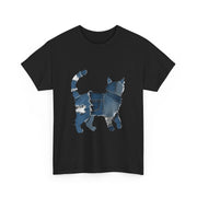 Retro Funny Denim Patch Cat T-Shirt - Unisex Apparel