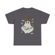 Cute Halloween Ghost T-Shirt with Bow Lace - Spooky Style Unisex Apparel