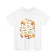 Retro Floral 70s T-Shirt for Women - No King in American Democracy
