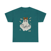 Cute Halloween Ghost T-Shirt with Bow Lace - Spooky Style Unisex Apparel