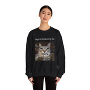 Funny Staring Cat Meme Sweatshirt Rage Is Consuming Me Unisex Gift