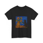 Van Gogh Black Cat Sunflowers T-Shirt - Funny Gift for Cat Parents