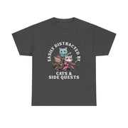 Funny Cats Side Quest Distracted Tabletop T-Shirt - Gift for Dad
