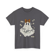 Cute Halloween Ghost T-Shirt with Bow Lace - Spooky Style Unisex Apparel