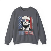 'MERICA Trump Sweatshirt Funny 4th Of July American Flag Unisex Gift