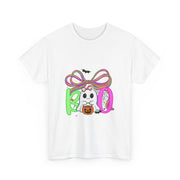 Coquette Bow Lace Boo Ghost Halloween T-Shirt for Women
