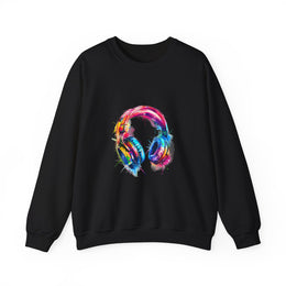 Colorful Music Headphones Sweatshirt for Music Lovers Unisex Apparel