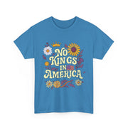 No King in America T-Shirt – Retro 70s Floral Democracy Tee with Patriotic Message for Women Who Value Freedom