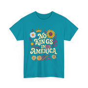 No King in America T-Shirt – Retro 70s Floral Democracy Tee with Patriotic Message for Women Who Value Freedom