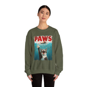 Humorous Cat Chasing Mouse PAWS Parody Sweatshirt  Funny Gift for Fans