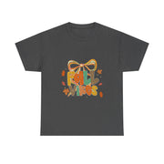 Coquette Bow Fall Vibes Thanksgiving Autumn Leaves T-Shirt - Unisex Apparel