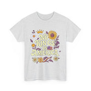 No King in America T-Shirt – Retro 70s Floral Democracy Tee with Patriotic Message for Women Who Value Freedom