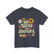 No King in America T-Shirt – Retro 70s Floral Democracy Tee with Patriotic Message for Women Who Value Freedom