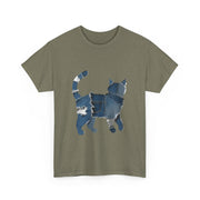 Retro Funny Denim Patch Cat T-Shirt - Unisex Apparel