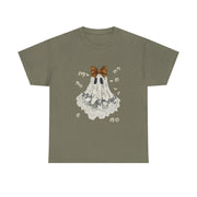 Cute Halloween Ghost T-Shirt with Bow Lace - Spooky Style Unisex Apparel