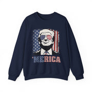 'MERICA Trump Sweatshirt Funny 4th Of July American Flag Unisex Gift