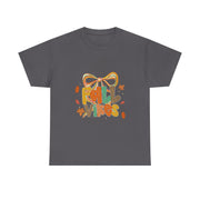 Coquette Bow Fall Vibes Thanksgiving Autumn Leaves T-Shirt - Unisex Apparel