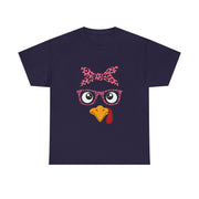 Cute Thanksgiving Turkey Face Leopard Print Glasses Women's T-Shirt
