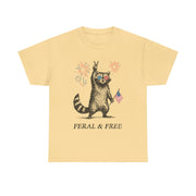 Feral and Free Raccoon T-Shirt – Funny Patriotic 4th of July Tee with Wild Spirit for Independence Day Lovers
