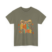 Coquette Bow Fall Vibes Thanksgiving Autumn Leaves T-Shirt - Unisex Apparel
