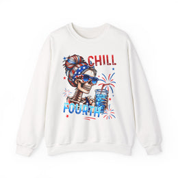 Funny Skeleton 4th Of July Sweatshirt Retro Chill The Fourth Out Gift for Her