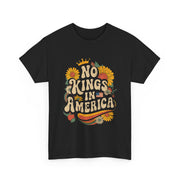 Retro Floral 70s T-Shirt for Women - No King in American Democracy