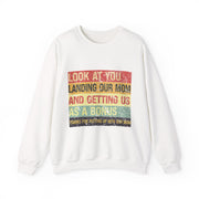 Funny Sweatshirt Gift for Him - Look At You Landing Our Mom Bonus Kids