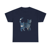 Retro Funny Denim Patch Cat T-Shirt - Unisex Apparel