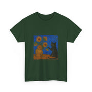 Van Gogh Black Cat Sunflowers T-Shirt - Funny Gift for Cat Parents