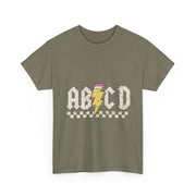 ABCD Rock Graphic T-Shirt – Fun Back to School Tee with Bold Letters for Boys, Girls & Teachers in Class