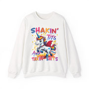 Funny Unicorn Shakin' Tits Takin Shits Adult Humor Sweatshirt Unisex Gift