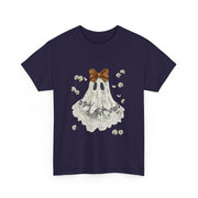 Cute Halloween Ghost T-Shirt with Bow Lace - Spooky Style Unisex Apparel