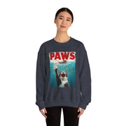 Humorous Cat Chasing Mouse PAWS Parody Sweatshirt  Funny Gift for Fans