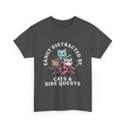 Funny Cats Side Quest Distracted Tabletop T-Shirt - Gift for Dad