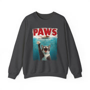 Humorous Cat Chasing Mouse PAWS Parody Sweatshirt  Funny Gift for Fans