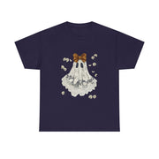 Cute Halloween Ghost T-Shirt with Bow Lace - Spooky Style Unisex Apparel