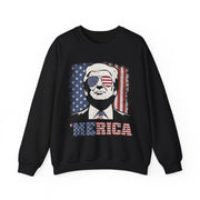 'MERICA Trump Sweatshirt Funny 4th Of July American Flag Unisex Gift