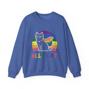 Funny LGBTQ Pride Ally Cat Rainbow Sweatshirt Unisex Gift