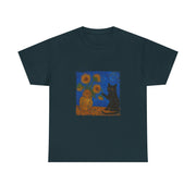 Van Gogh Black Cat Sunflowers T-Shirt - Funny Gift for Cat Parents