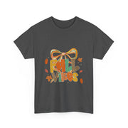 Coquette Bow Fall Vibes Thanksgiving Autumn Leaves T-Shirt - Unisex Apparel
