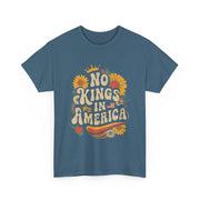 Retro Floral 70s T-Shirt for Women - No King in American Democracy