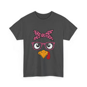 Cute Thanksgiving Turkey Face Leopard Print Glasses Women's T-Shirt