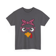 Cute Thanksgiving Turkey Face Leopard Print Glasses Women's T-Shirt