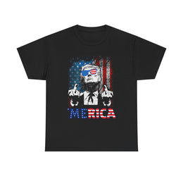 Funny Trump Merica American Flag Sunglasses 4th Of July Unisex Gift T-Shirt