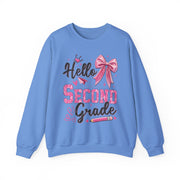 Hello Second Grade First Day Of School Teacher Sweatshirt Coquette Style Gift for Her