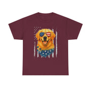 Retro American Flag Golden Retriever 4th Of July T-Shirt Unisex Gift