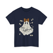 Cute Halloween Ghost T-Shirt with Bow Lace - Spooky Style Unisex Apparel