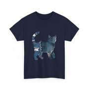 Retro Funny Denim Patch Cat T-Shirt - Unisex Apparel