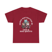 Funny Cats Side Quest Distracted Tabletop T-Shirt - Gift for Dad