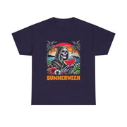 Funny Summerween Skeleton Tropical Beach Unisex T-Shirt
